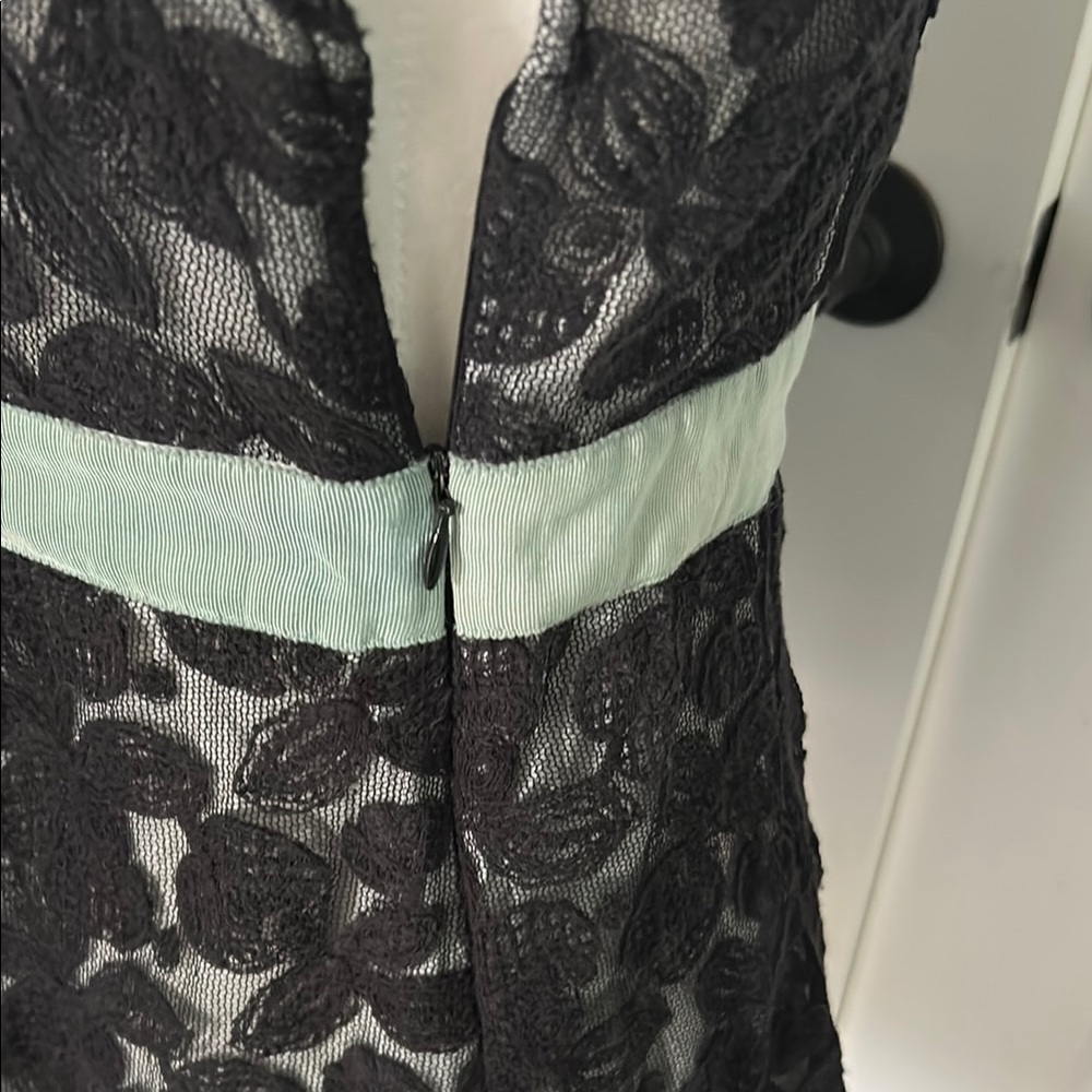 Nanette Lepore Black Lace Top with Turquoise Accents - Picture 6 of 10